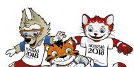Maskote svjetskog kupa na nogometnoj mački